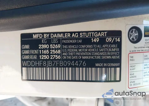 2015 Mercedes-Benz E 350 4Matic из США, поврежденный, VIN WDDHF8JB7FB094476